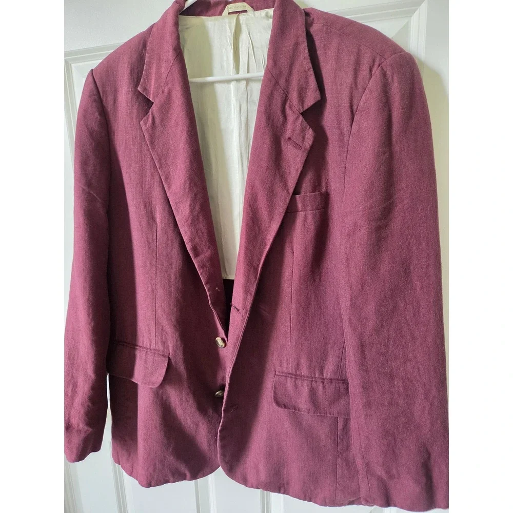 Banana Republic Mens 100% Linen Blazer Plum Size M Derby Preppy Sport Coat